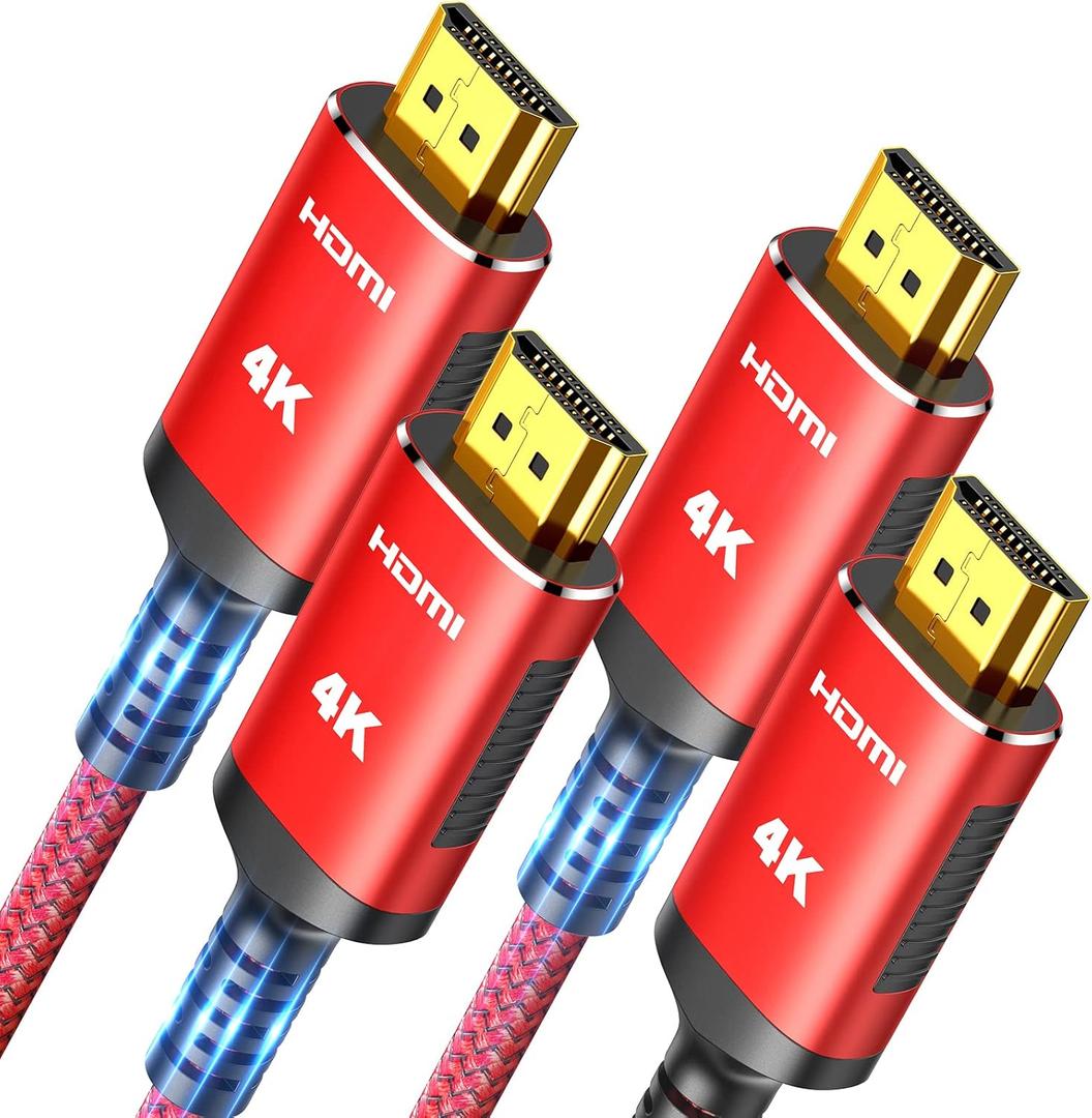 Highwings HDMI Cable 8K 6FT-2PACK, High Speed 48Gbps HDMI 2.0 Cable, HDR 3D 4K@60Hz 2160P 1080P HDCP 2.2 ARC Ethernet-Braided HDMI to HDMI Cord-Compatible with TV, UHD TV, Monitor-Red (6 feet)