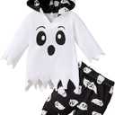Baby Boy Girl Unisex Ghost Halloween Outfit - Infant's 1st Halloween Clothes (White)