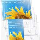 Acrylic Brochure Holder 8.5x11 Inches, 4 Tier Clear Brochure Display Stand , pamphlet holder with Divider for 4 Flyer Magazine, Document Paper Literature Holder,Wall Mount for Office, Store