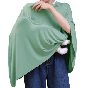Multi-use Nursing Cover for Breastfeeding, 360Full Coverage Nursing Poncho, Rayon Soft & Breathable Breastfeeding Cover up (Smooth Rayon, Sage Green)