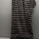 Amlie Home Faux Fur Throw Blanket for Couch, Cozy Fuzzy Fluffy Fur Luxurious Soft Striped Plush Gift Blankets for Family Sofa Chair Bed Living Room Bedroom, 55"x70", Charcoal Grey