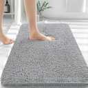 OLANLY Bathroom Rugs 30x20, Extra Soft Absorbent Chenille Bath Rugs, Rubber Backing Quick Dry, Machine Washable Bath Mats for Bathroom Floor, Tub and Shower, Home Decor Accessories, Light Grey