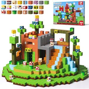 Magnetic Blocks - 150 PCS Magnets Game-Based Building Block for Ages 3,4,5,6,7,8,9,10,11 Kids Birthday Toy Sets Present, Stacking Cubes Construction Gift for Toddlers Boys & Girls, 0.8in