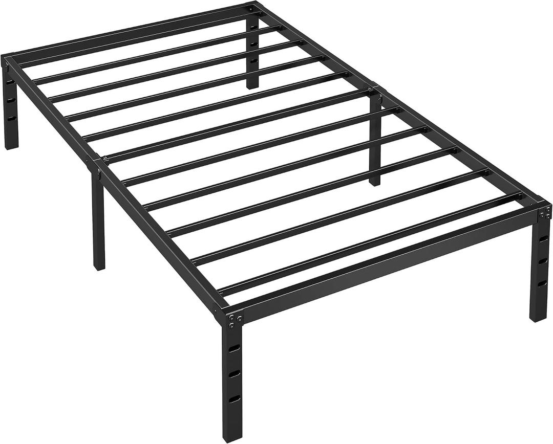 Metal Platform Bed Frame Twin Size, 14 Inch Height with Heavy Duty Steel Support, No Box Spring Needed, Easy Assembly and Underbed Storage,Black