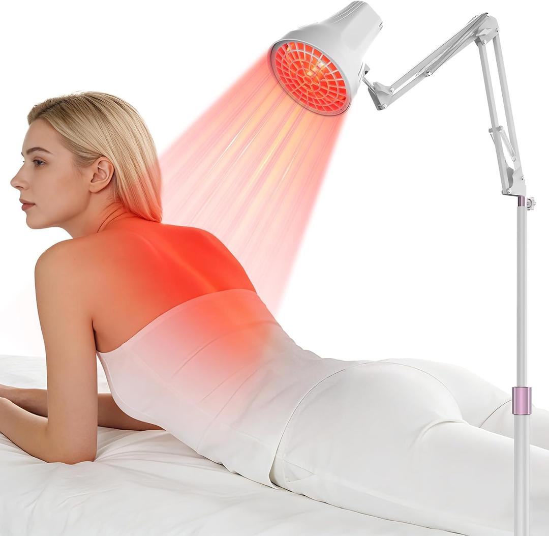 Home Infrared Heating Lamp for Body, 150W High Power Infrared Lamp, Red Light 660nm and Infrared Light 810-1000nm, Adjustable Angle & 3 Brightness Adjustment & 10-90 Minute Timer for Home & Office