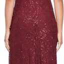Alex Evenings Women's Long Sleeveless Mother of the Bride Dress W/Cascade Ruffle & Front Slit (4P, Wine Color)