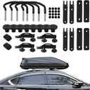 4PCS U-Shaped Roof Rack Mounting Brackets, Roof Rack Clamps for Securing Roof Box with Nuts&Roof Rack Straps, Universal Roof Rack Accessories/ Cargo Carrier Replacement Parts