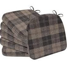 Accessories D-Shaped Chair Cushions, 2" Thick Dining Chair Pads with Ties and Removable, Machine-Washable Cover, 17" x 16", Set of 4, Red Checkered