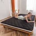 MAXYOYO Japanese Floor Futon Mattress King Size, Floor Bed for Adults, Roll Up Folding Mattress, Diamond Patterned Japanese Futon Bed, Black