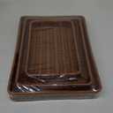 Yarlung 3 Pack Woven Baskets Serving Trays with Handles, Poly Wicker Bread Baskets Rectangular Platters for Fruit, Vegetables, Breakfast, Drinks, Snacks, Dining Coffee Table, 3 Sizes