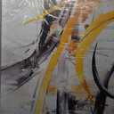 CGXART Yellow Abstract Wall Art - Framed Wall Art Bedroom - Large Modern Wall Decor for Living Room Ready to Hang Size 29" x 59" (Black and Gold)