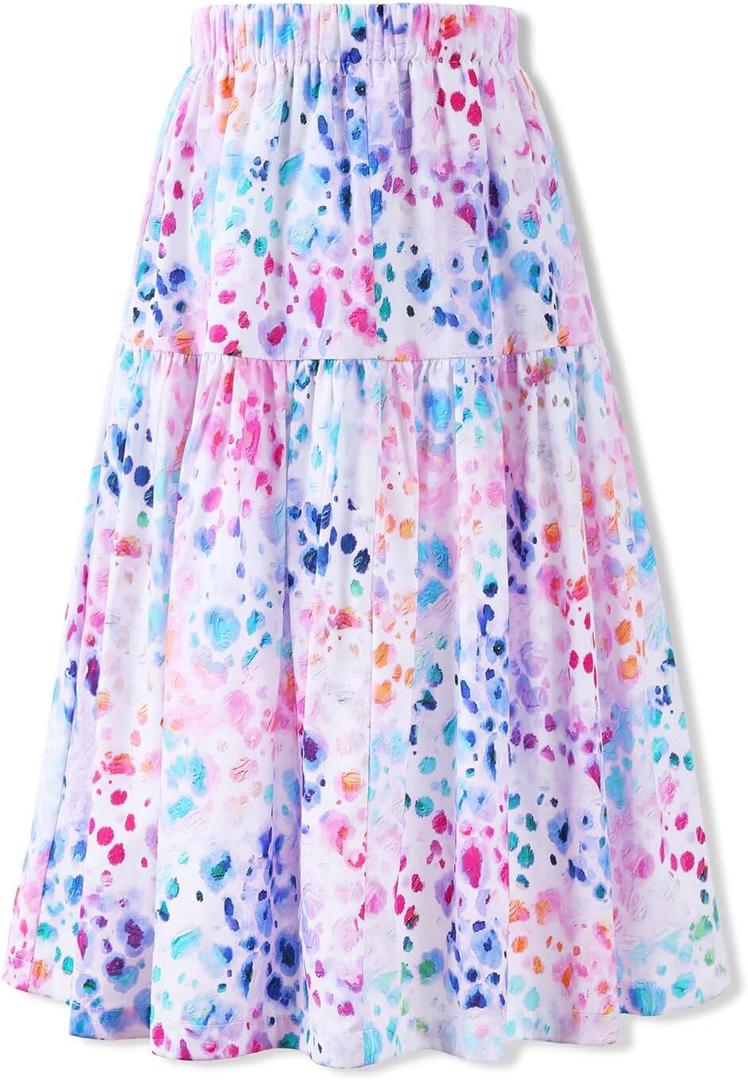 Floral Long Skirt for Girls Toddler & Kids & Teens II Girl's A-Line Maxi Skirts, Size: 12 Years