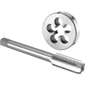 Burkit M17 X 1.5 Tap and Die Set, M17 x 1.5 Machine Thread Tap and Round Die Right Hand
