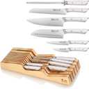 Cangshan HELENA Series German Steel Forged 7-Piece In-Drawer Knife Set (White), 18.3-Inch