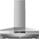 SNDOAS Range Hood 30 inches,Stainless Steel Wall Mount Range Hood,Vent Hood 30 inch w/Touch Control,Ducted/Ductless Convertible,Chimney-Style Over Stove Vent Hood,Kitchen Hood,Baffle Filters