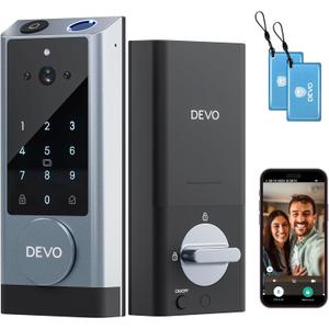 Devo G1 Video Smart Lock with Camera&Doorbell,6-in-1 Keyless Entry Door Lock with App Remote,Fingerprint ID,Auto Lock,Built-in Wi-Fi Smart Deadbolt for Front Door,Easy Install,Waterproof,BHMA Grade 3