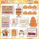 FairySandy 14 Pcs Thanksgiving Tiered Tray Decor Fall Thanksgiving Pumpkin Wooden Decorations Set Rustic Farmhouse Truck Spice Blocks Autumn Wooden Sign for Winter Halloween