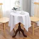 White Square Small Tablecloth, 36 x 36 Inch, Stain and Wrinkle Resistant Machine Washable Polyester Table Cloth, Fabric Table Cover for Nightstand End Table