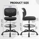 Primy Tall Drafting Desk Chair - Armless, Adjustable Height, Mesh Back, Rolling, Standing Desk Chair for Art Room, Office or Home (Black) PR777-Z