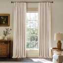 INOVADAY 100% Blackout Curtains for Bedroom, Black Out Curtains 63 Inch Long, Clip Rings Linen Blackout Drapes, Thermal Insulated Room Darkening for Living Room, 2 Panels - Oatmeal,W50xL63