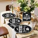Graduation Plates and Napkins 2026,Black and Silver Graduation Decorations 200pcs Graduation Paper Plates and Napkins Graduation Party Supplies for Graduation Party Decorations,Serve 50