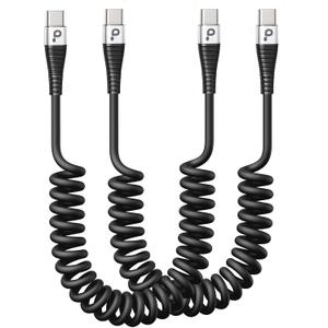 USB C Cable 3A Fast Charging 5FT Coiled USBC to USBC Charger Cable for Car, Short USB Type C Cord for iPhone 17/16/15/Pro/Plus/Pro Max/Samsung Galaxy S23, Compatible All Type C Devices-2Pack