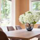 ZYTUYO 4PCS White Artificial Flowers Hydrangea 20" Real Touch Latex Faux Hydrangeas Silk Flowers with Green Leaves Stems for Short or Tall Vase Table Party Center Fake Bouquet Decor