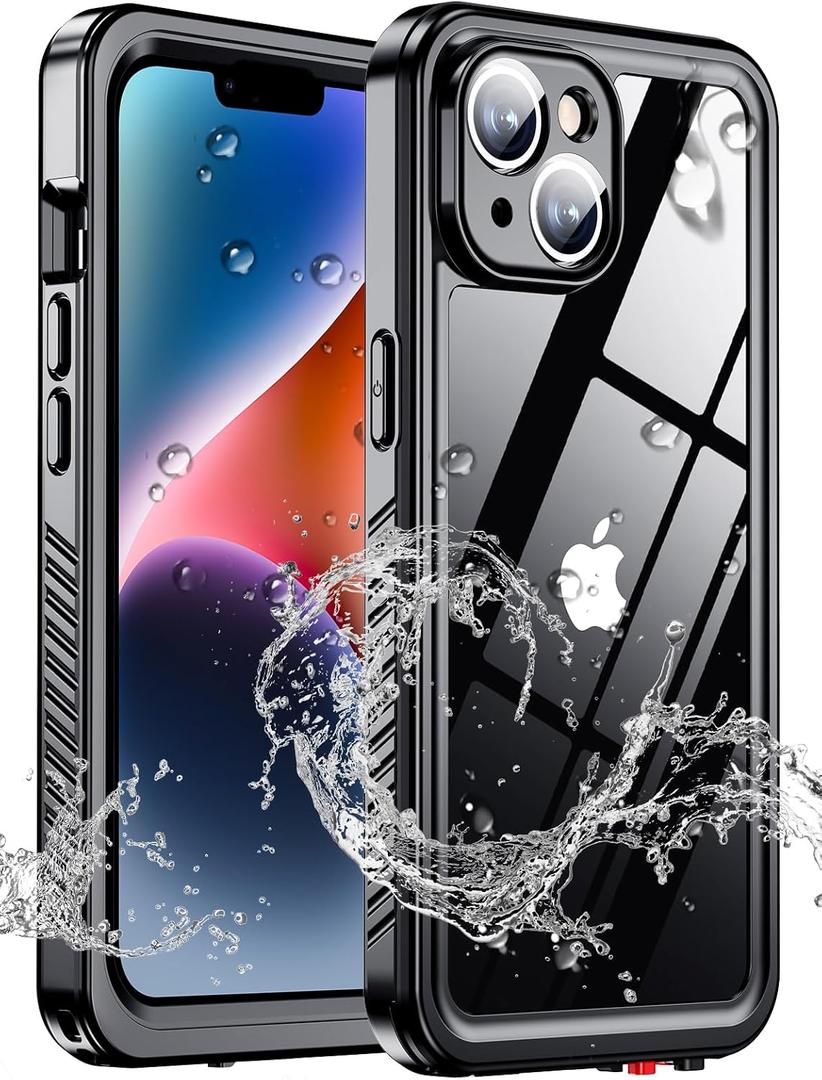 xiwxi for iPhone 14 case Waterproof,[IPX8 Underwater Case][Full Body Shockproof & 15FT Military Dropproof][Built-in Screen Protector][Dustproof] Clear Sound for iPhone 14 case 6.1 inch-Black