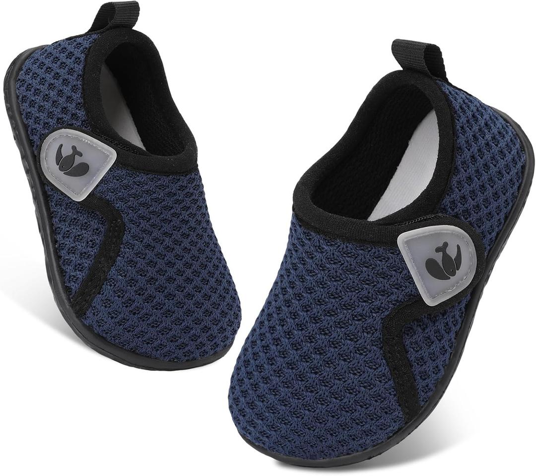FEETCITY Baby Boys Girls First Walking Shoes Infant Sneakers Crib Shoes Breathable Lightweight Slip On Shoes (Dark Blue), Size 1