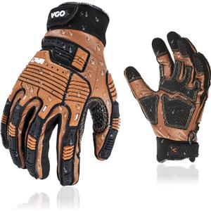 Vgo...1Pair Leather Heavy Duty Work Gloves,Mechanics Gloves,Water Resistant,Impact Resistant,Anti-Vibration(CA7722WR) (Large (Pack of 1))