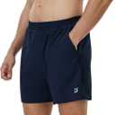 Roadbox Men's 5 Inch Running Athletic Quick Dry Shorts with Pockets for Workout Gym Exercise (Large, Dark Navy)