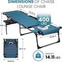 FUNDANGO Heavy Duty Tanning Chair with Face Hole & Canopy, 400lbs Beach Lounge Chair with Side Table, 5-Position Sun Lounger for Outdoor Patio Pool-Face Down Chaise with Anti-Pinch Safety Lock,Cyan
