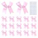 Feluwi 50Pcs Pink Gift Wrap Bows - Premium Satin Ribbon Bows - 3.3 Inch Elegant Bows for Gift Wrapping -Party Decorations, Wedding Decor Christmas Birthday Presents, Baby Shower, DIY Crafts Gift Bags