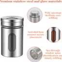 12 PCS Stainless Steel Salt and Pepper Shakers Set with Adjustable Pour Holes and Glass Window Seasoning Shakers with Rotating Lid Spice Dispenser Shaker for Seasoning, Sugar, Cinnamon, Home Kitchen