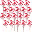 20 Pack Christmas Artificial Red Berry Stems Fake Holly Berry Pick for Christmas Tree Decorations DIY Crafts Xmas Ornaments Wedding Holiday Home Decor
