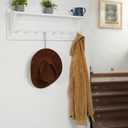 WEBI Coat Rack Wall Mount with Shelf,8 Peg Hooks,34" Long Entryway Wall Shelf with Hooks Underneath for Hanging Coats,Caps,Jacket,Clothes,White