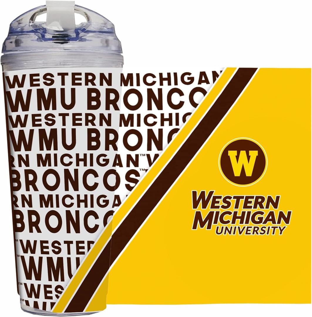 Rico Industries NCAA Standard 24oz Acrylic Tumbler with Hinged Lid, Officially Licensed Double Wall Tumbler with Straw