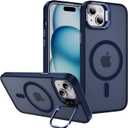 Translucent Matte Camera Kickstand Case for iPhone 13, Compatible with Magsafe, Shockproof Heavy Duty Protective Cover