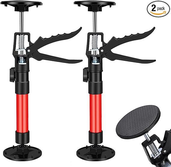2Pack Adjustable Support Pole (Retractable from 12" to 24"), Cabinet Jacks for Installing Cabinets, Steel 3rd Hand Support System, Support Rod for Jacks Cargo Bars Drywalls, Supports up to 180 lbs