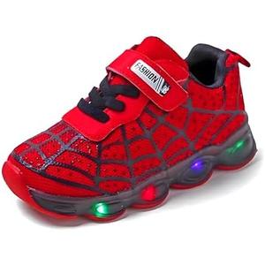 RAYCHY Children's Casual Shoes Boys Breathable Non-Slip Light Sneakers Unisex Luminous Sneakers for Girls Sport Running Shoes 30 Spiderman