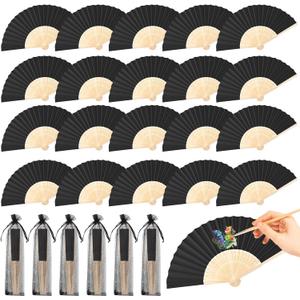 100 Pcs Wooden Wedding Fans for Guests, Paper Wedding Fans Bulk Folding Hand for DIY Crafts Wedding Party Gifts Photography Props