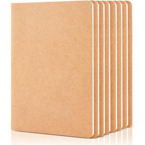 feela 8 Pack Unlined Kraft Paper Notebooks, Blank Journal Note Pad for Drawing Writing, Small Sketchbook Travel Journal Bulk for Women Kids Students Office School Supplies, A5, 60 Pages, 8.3 X 5.5