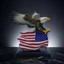 FUNSXBUG Bald Eagle with American Flag Statue Figurines Sculpture Collectibles Home Office Desktop Outdoor Garden Display Decoration