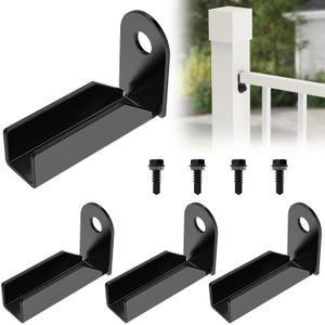 4 Pack Black Carbon Steel Fence Mounting Brackets for 1" x 1" Square Rails, Fence Panel Internal Connectors