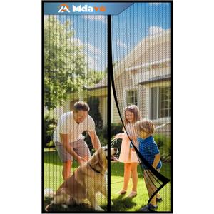 Magnetic Screen Door,Screen Door Mesh,Keep Bugs Out, Easy Install Works with Front Doors, Sliding Doors,Fit Door Size 72 x 80 Inches Black