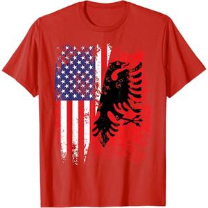 American Flag Shirt Patriotic USA Albania Flag T-Shirt,XS