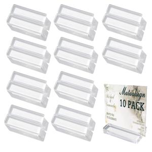 Mutualsign Acrylic Name Card Holder 10 PCS Acrylic Place Card Holder, Clear Acrylic Sign Holder Table Number Holder with Blocks for Sign /Name /Menu /Numbers
