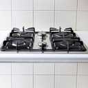 Baquler 2 Pcs Left Burner Drip Pans Set 16.6 x 8 Inches Compatible with Ge Hotpoint Wb34k10009 Right Wb34k10010 Gas Stovetop Range Parts Stainless Steel 2 Burner Holes Replacement Drip Pan Black