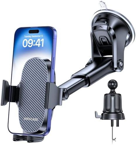 Miracase 3-in-1 Cell Phone Holders for Your Car, Universal Car Phone Holder Mount for Dashboard Air Vent Windshield Compatible with iPhone16 15 14 13 12 11 Pro Max Xs XR X, Galaxy Stripe