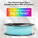 1.75mm 3D Printer PLA Filament 8 Colors Bundle: Pink, Yellow, Orange, Lime Green, Sky Blue, Cyan, Beige, Rose Red, 8 Spools Packed, Each 250g, Total 2Kg 3D Printing Material, 250g x 8 Spools